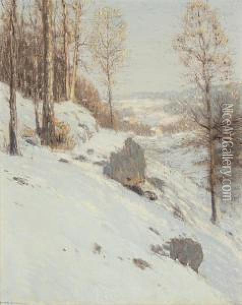 Winter Landscape Oil Painting - Leonard Ochtman