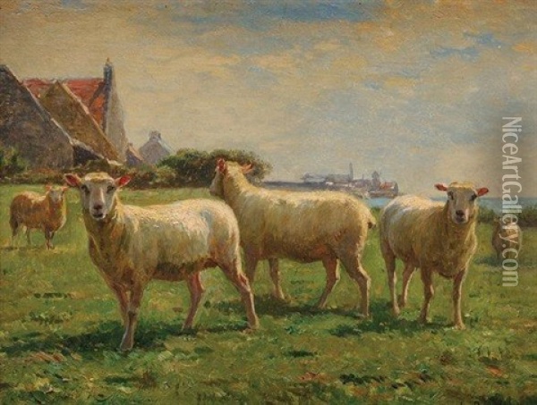 Moutons Aux Paturages Oil Painting - Leon Barillot