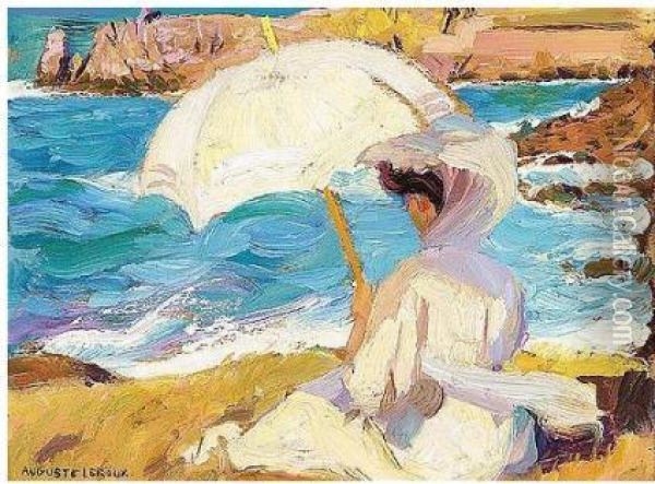 By The Sea Oil Painting - Auguste Leroux