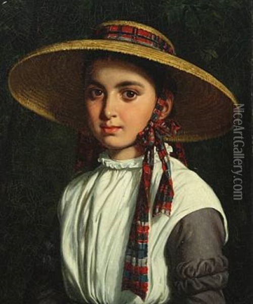 Portrait Of A Young Girl Oil Painting - Wilhelm Nicolai Marstrand