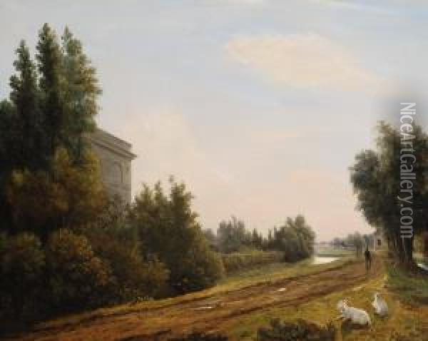 Along The Foot Path Oil Painting - Johannes Adrianus Van Der Drift