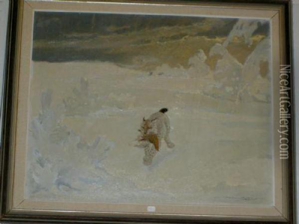 H. Charpentier, Olja, Vastkustfiskare, 60x80 Oil Painting - Felix M. Charpentier