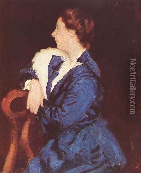 Portrait of Mrs. Sandor Ernst 1916 Oil Painting - Karoly Ferenczy
