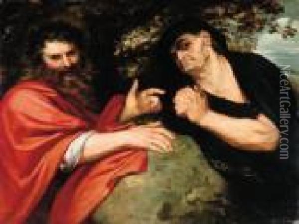 Democritus And Heraclitus Oil Painting - Peter Paul Rubens