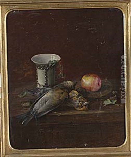 Stilleben Med Faglar Och Apple Oil Painting - Theodor Lundh