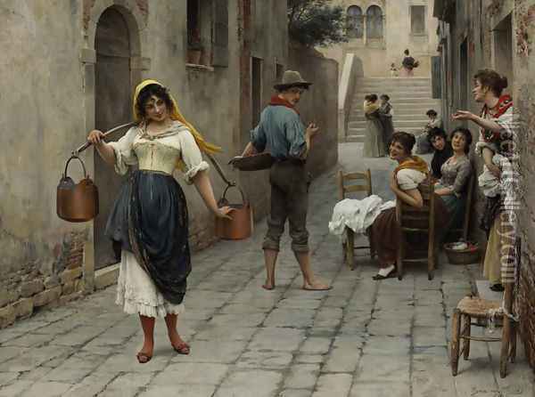 Catch of the day 1898 Oil Painting - Eugene de Blaas