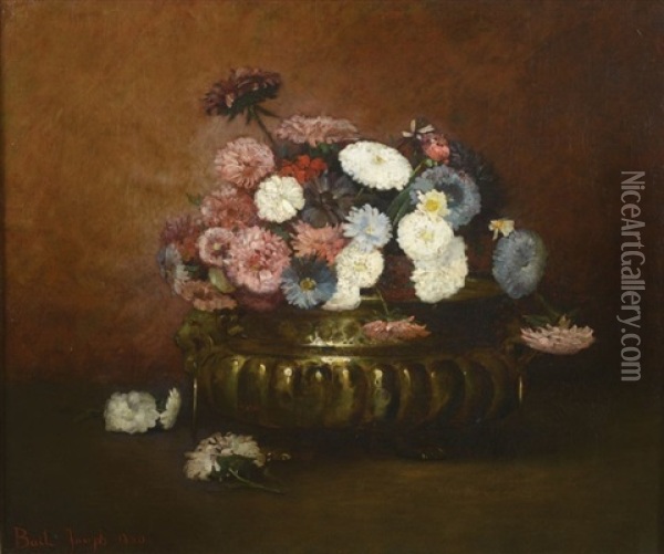 Bouquet De Fleurs Dans Une Jardiniere Oil Painting - Joseph Bail