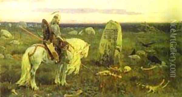 A Knight At The Crossroads 1878 Oil Painting - Viktor Vasnetsov