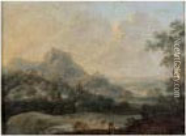 Paysage De La Vallee Du Rhin, Les Moissons Oil Painting - Johann Alexander Thiele