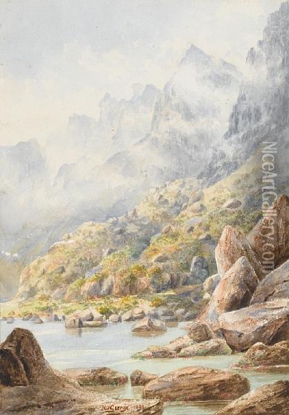 A Mountain Stream Oil Painting - William George Knight