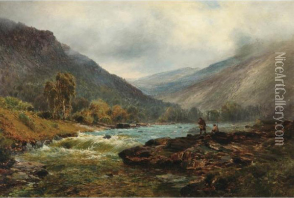 The Dee At Balmoral Oil Painting - Alfred de Breanski