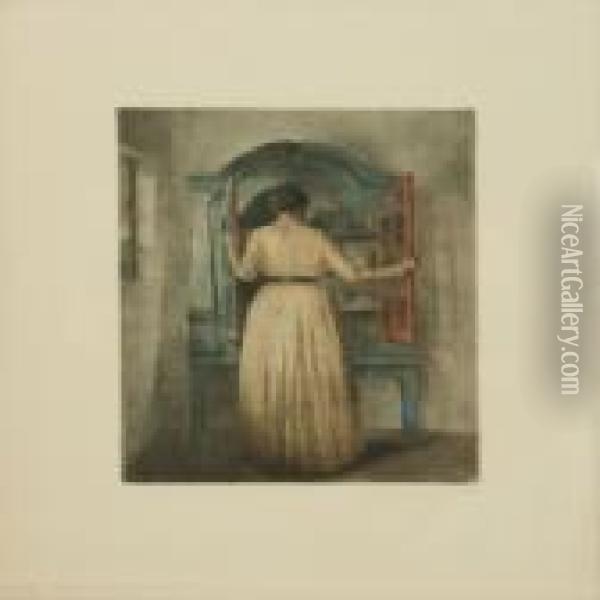 The Blue Cupboard Oil Painting - Peder Vilhelm Ilsted
