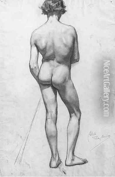 A male nude Oil Painting - August Allebe