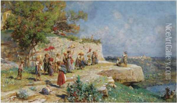 Procession D'enfants Oil Painting - Franz Theodor Aerni
