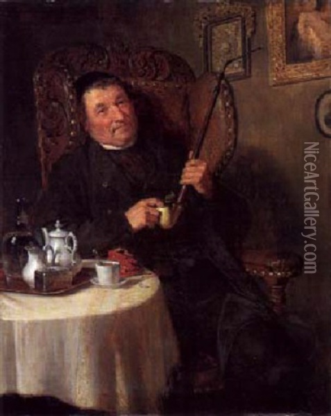 Des Pfarrers Feierabend Oil Painting - Eduard von Gruetzner