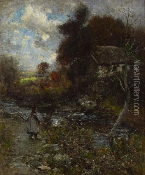 By The Mill-stream Oil Painting - Joshua Anderson Hague