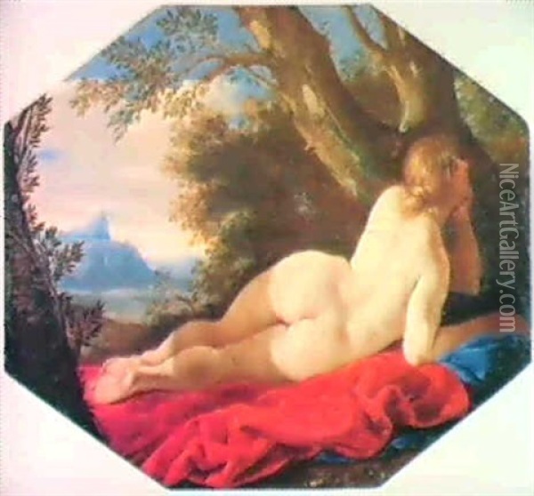 Nifa Distesa Di Schiena In Un Paesaggio Boschivo Oil Painting - Sebastiano Ricci