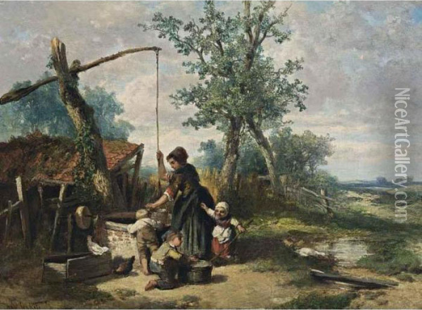 At The Well Oil Painting - Jan Mari Henri Ten Kate