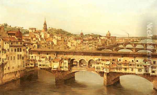 View Of The Ponte Vecchio, Florence Oil Painting - Antonietta Brandeis