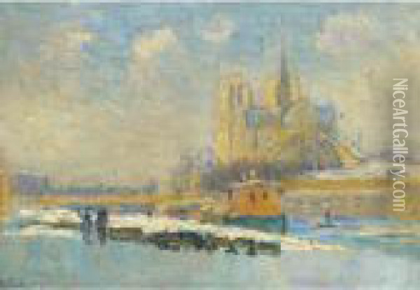 Notre-dame De Paris Et Le Quai De La Tournelle Oil Painting - Albert Lebourg