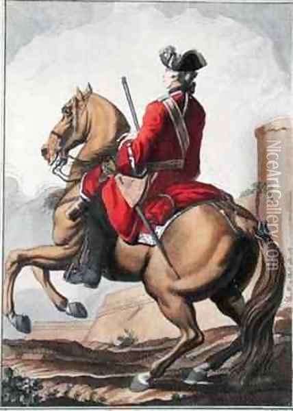 Gendarme mounted on a horse Oil Painting - Eisen, Charles Joseph Dominique