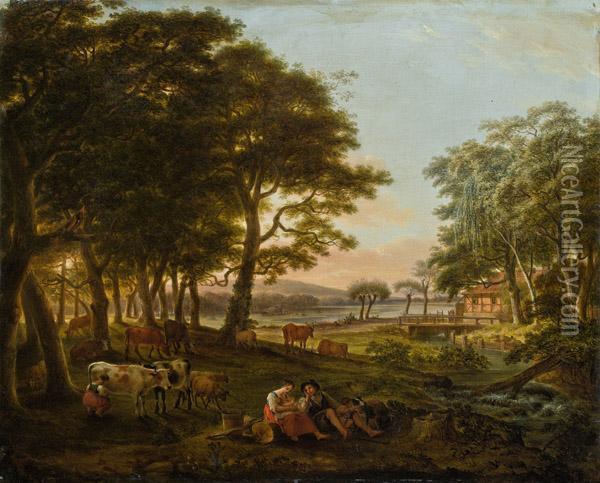 Hirtenpaar In Sudlicher Landschaft Oil Painting - Johann Friedrich Weitsch
