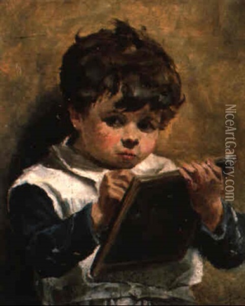 Portrait Of Fred Hedley, Youngest Son Of The Artist Oil Painting - Ralph Hedley