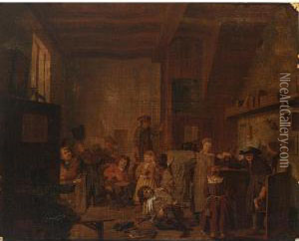 A School Interior With A Teacher Oil Painting - Jan Josef, the Elder Horemans