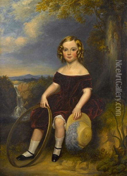 Portrait Of A Young Girl With A Hoop Oil Painting - Sir Francis Grant