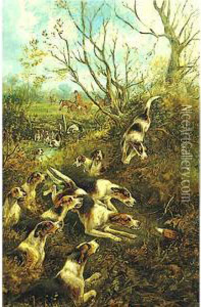 The Fox Hunt: A Pair Of Paintings Oil Painting - Arthur Alfred Davis