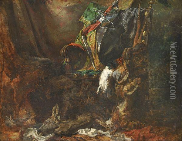 Nature Morte Au Fauteuil Avec Draperie Oil Painting - Henri Alexandre Georges Regnault
