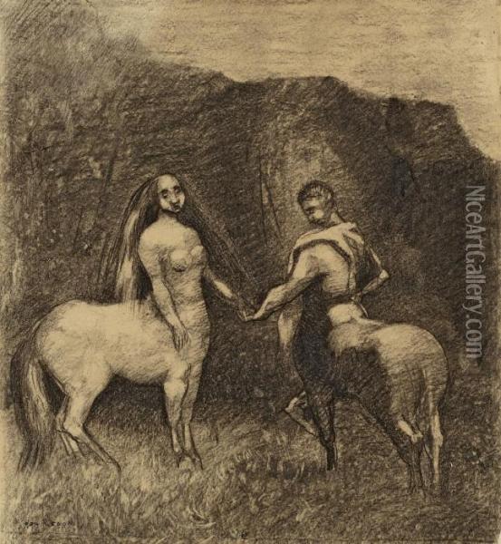 Centaure Etcentauresse Oil Painting - Odilon Redon