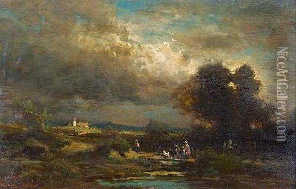 Landschaft Mit Aufziehendem Gewitter. Oil Painting - Carl Spitzweg