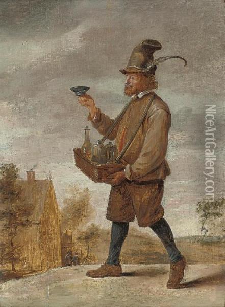 A Pedlar Oil Painting - David The Younger Teniers