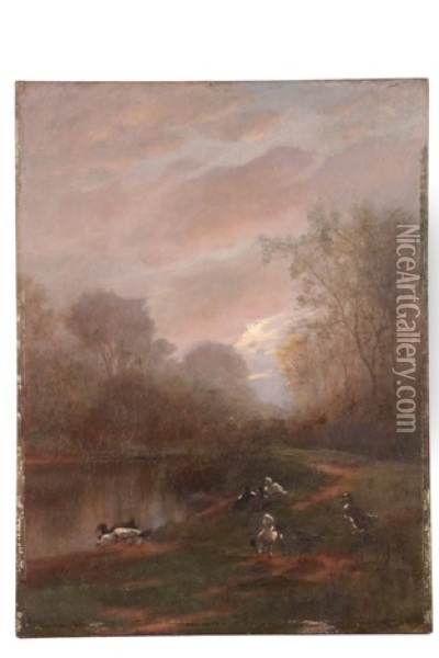 The Duck Pond Oil Painting - Henry Boese