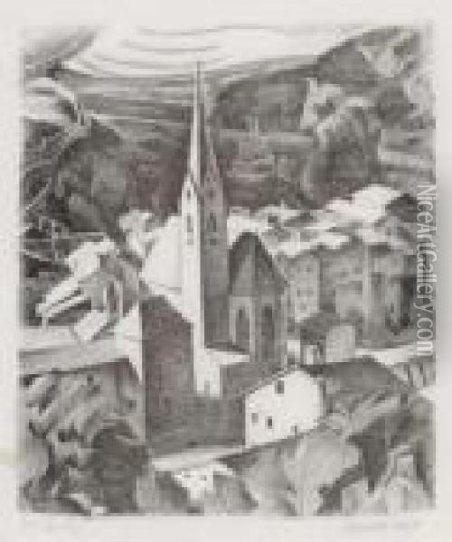 Kirche I (klausen In Tirol). 1921 Oil Painting - Alexander Kanoldt