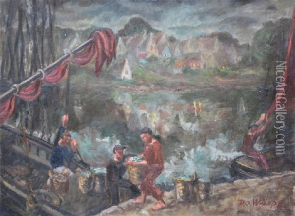 Les Pecheurs Au Port Oil Painting - David Osipovich Widhopff