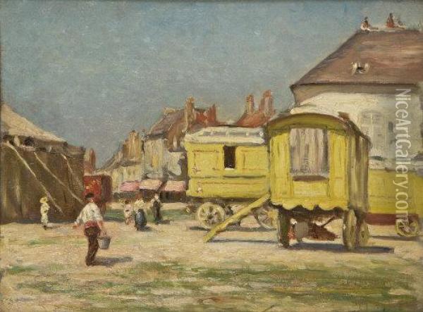 The Circus Vans, Montreuil Oil Painting - William Crampton Gore