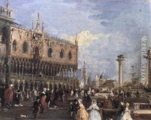 La Piazzetta Col Palazzo Ducale Oil Painting - Giuseppe Bernardino Bison