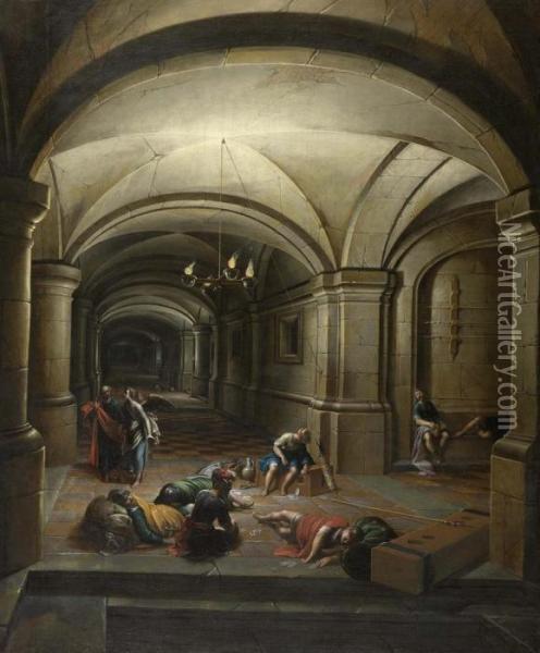 The Release Of Saint Peter From Prison. Oil Painting - Hendrick van, the Younger Steenwyck