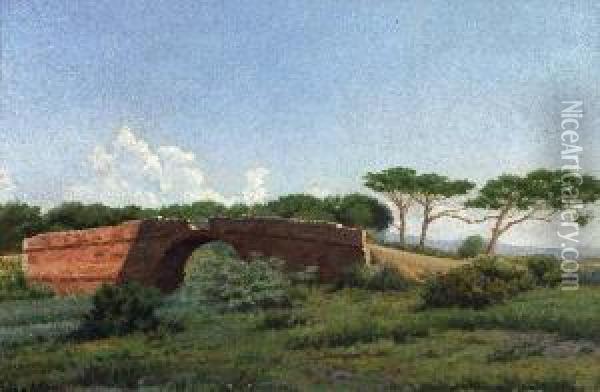 Il Ponte Della Pietrabianca (vada) Oil Painting - Guido Spadolini