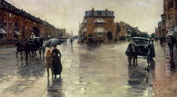 A Rainy Day in Boston Oil Painting - Childe Hassam