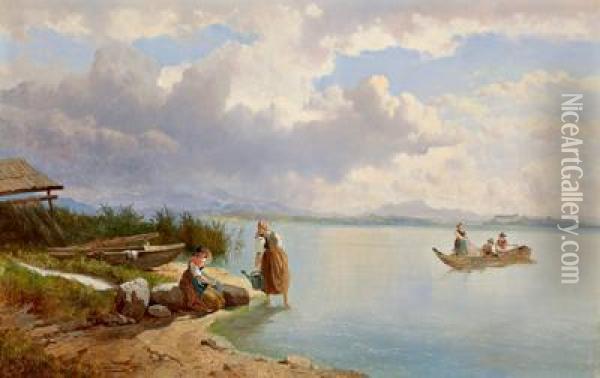 Scena Sul Lago Chiem In Baviera Oil Painting - Josef Thoma