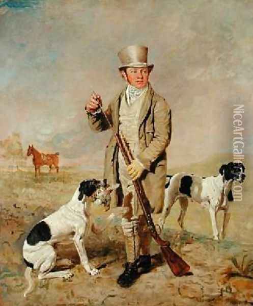 Richard Prince with Damon the late Colonel Mellishs Pointer Oil Painting - Benjamin Marshall