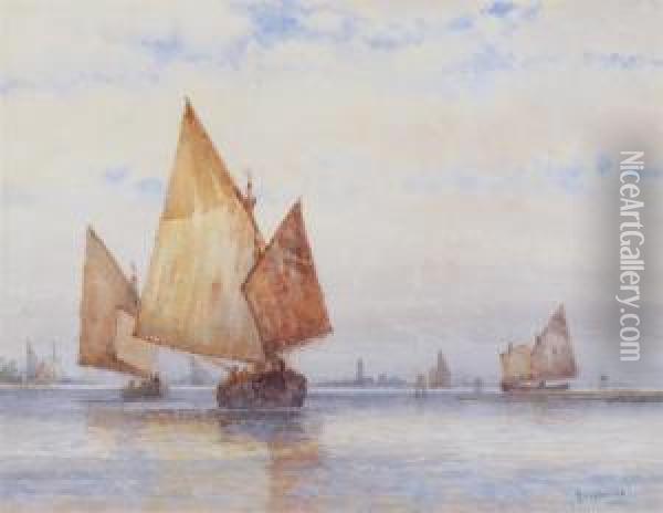 On The Lagunes, Venice Oil Painting - Frederick James Aldridge