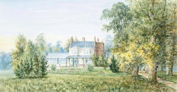View Of A Country House And Garden Oil Painting - Walter Duncan