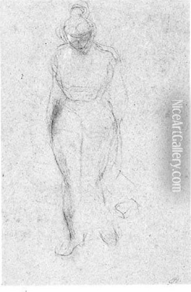 Standing Female Nude Oil Painting - Aristide Maillol