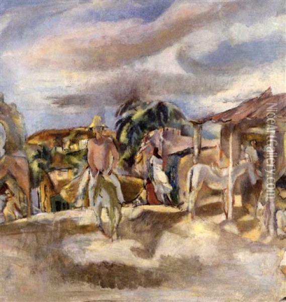 Village Cubain Oil Painting - Jules Pascin