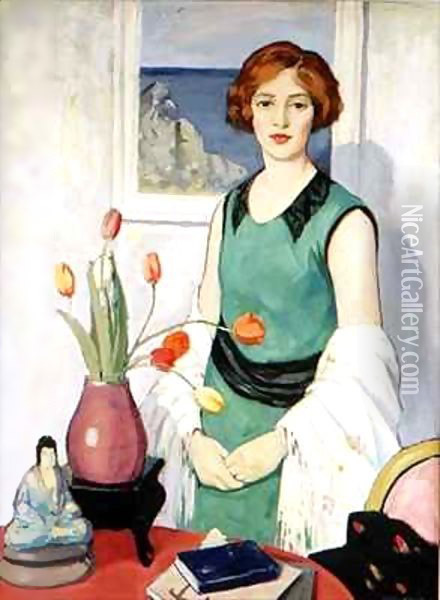 Portrait with Still Life Oil Painting - George Telfer Bear