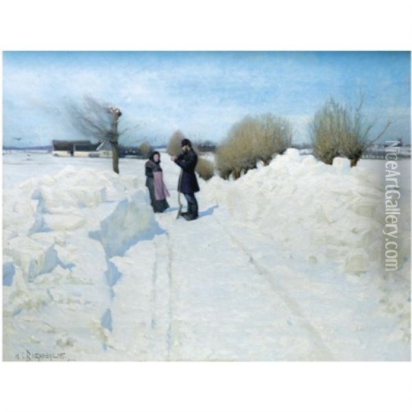 Der Holdes Et Hvil, The Rest Oil Painting - Hans Andersen Brendekilde